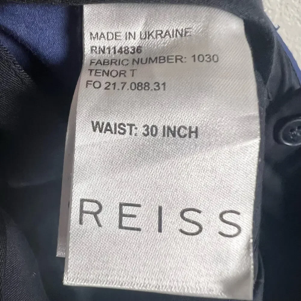 Reiss Tenor T Blue Flat Front Slim Trouser Pants Size 30